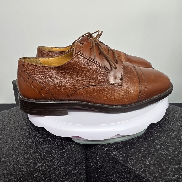 Stanley Blacker Couture Tan Pebbled Leather Cap Toe Oxfords 8 W Shoes main image 7